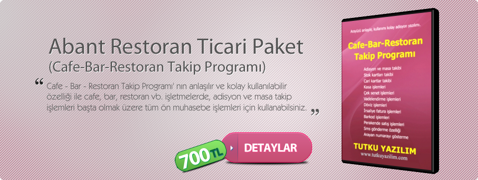 Cafe, Bar, Restoran Takip Programı